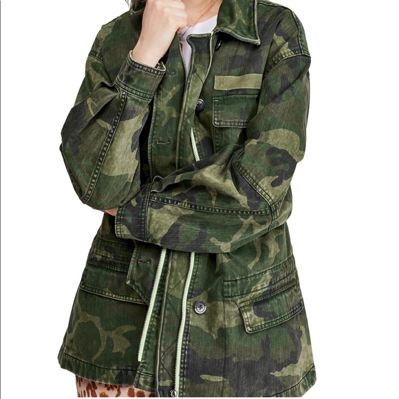 Free people Camo print jacket women’s size xs - Picture 1 of 8